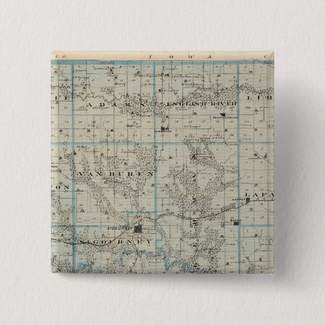 Map of Keokuk County, State of Iowa Pinback Button (Front)
