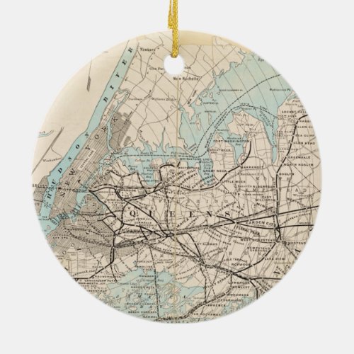 Map of Kings Queens Long Island Ceramic Ornament
