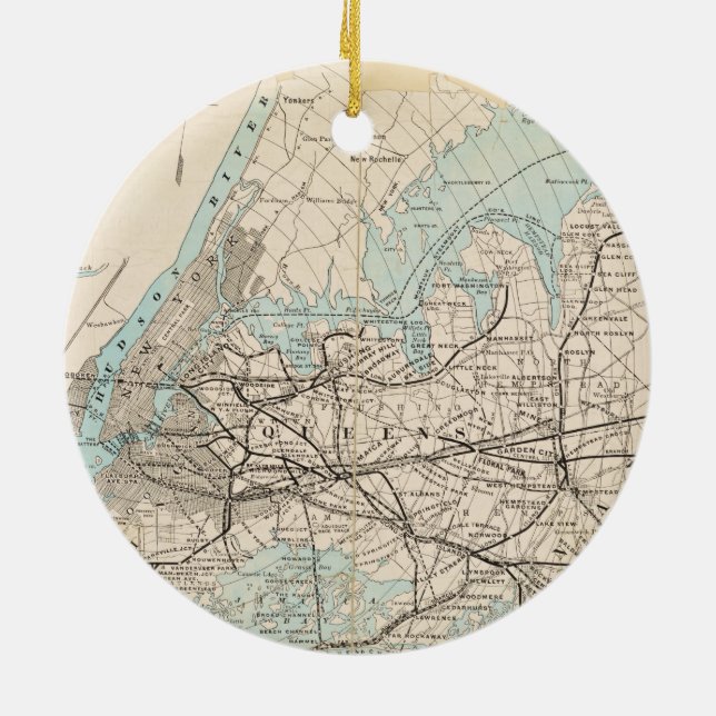 Map of Kings, Queens, Long Island Ceramic Ornament (Back)