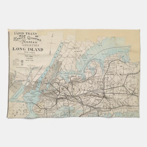 Map of Kings Queens Long Island Kitchen Towel