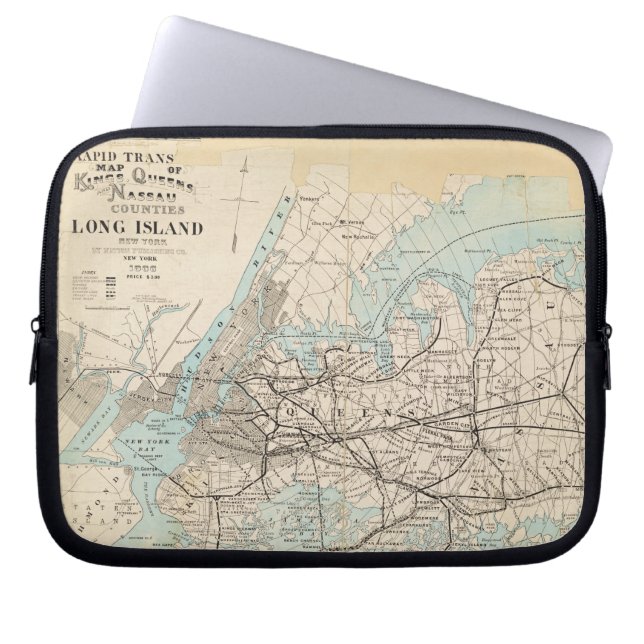 Map of Kings, Queens, Long Island Laptop Sleeve (Front)