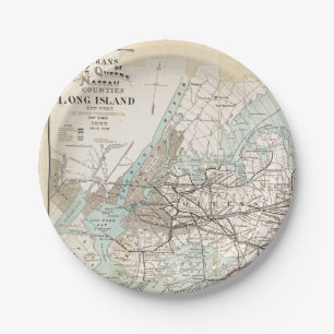 Map of Kings, Queens, Long Island Paper Plates