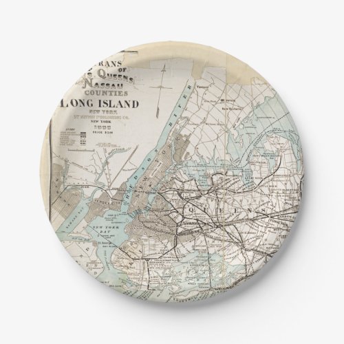 Map of Kings Queens Long Island Paper Plates