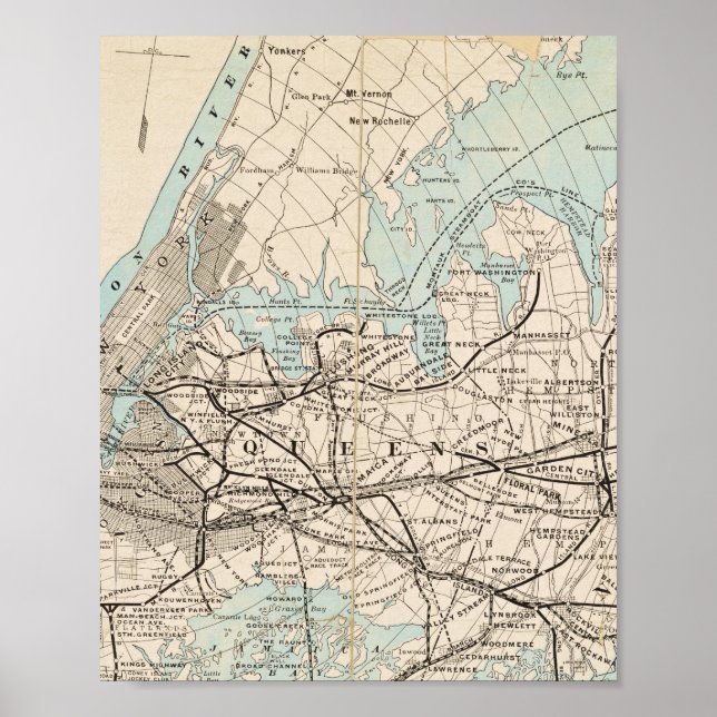 Map of Kings, Queens, Long Island Poster (Front)