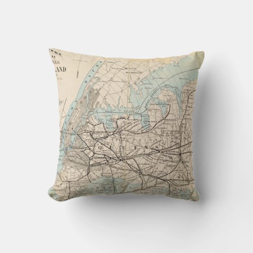 Map of Kings Queens Long Island Throw Pillow