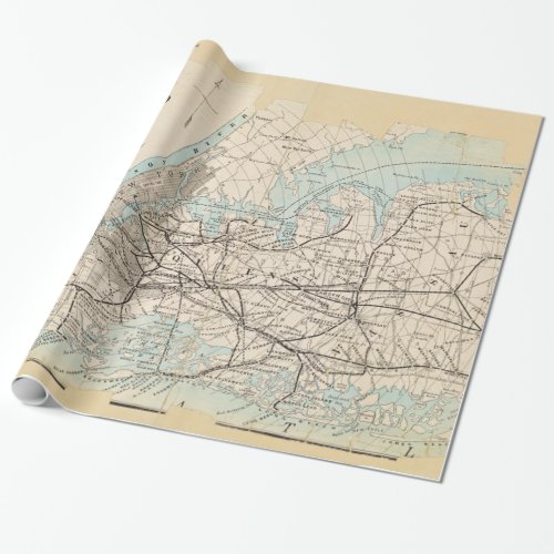 Map of Kings Queens Long Island Wrapping Paper