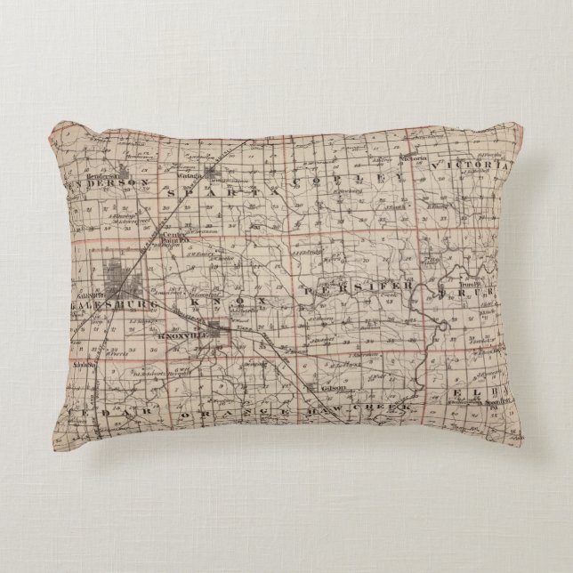 Map of Knox County Decorative Pillow (Front)