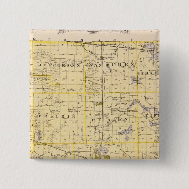 Map of Kosciusko County Pinback Button (Front)