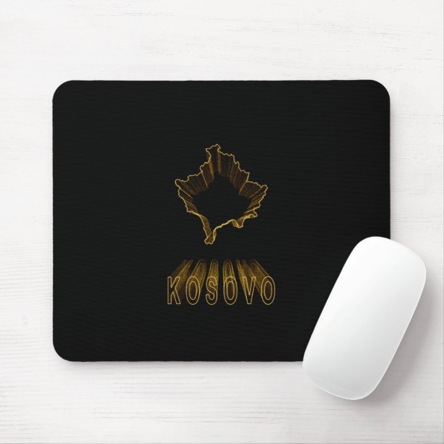 Map of Kosovo, Gold Map Mouse Pad (With Mouse)