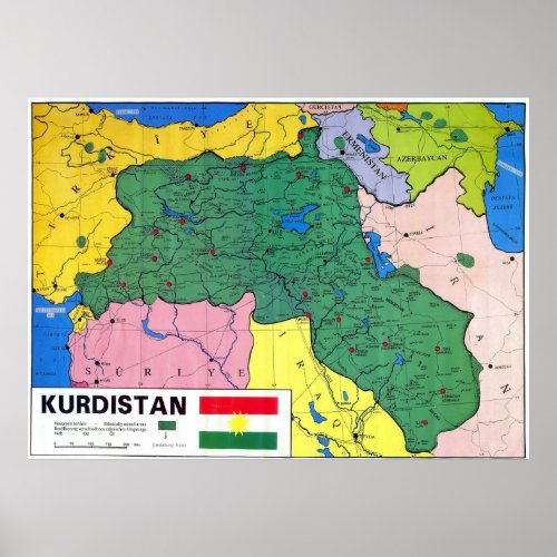 Map of Kurdistan Poster