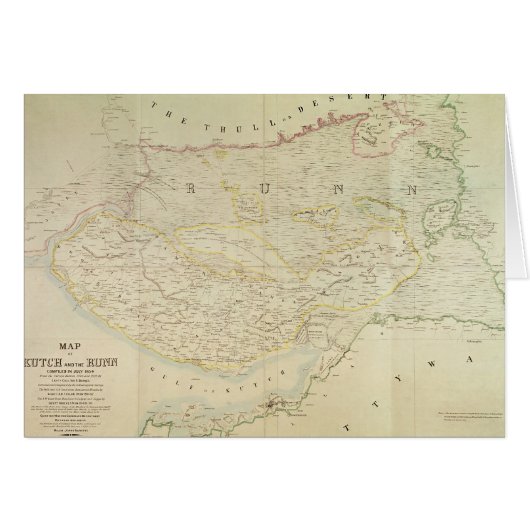 Map of Kutch and Runn, India, 1854 Cards (Front Horizontal)