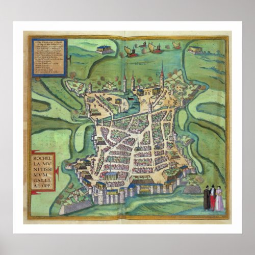 Map of La Rochelle from Civitates Orbis Terrarum Poster