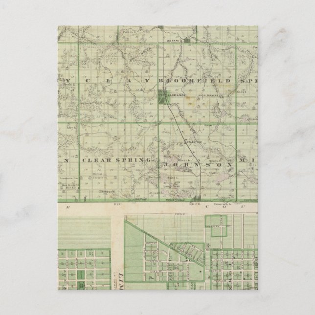 Map of Lagrange County with La Grange, Lima Postcard (Front)