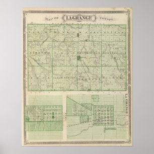 Map of Lagrange County with La Grange, Lima Poster