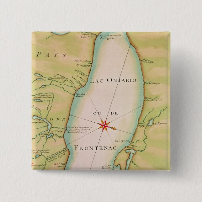 Map of Lake Ontario Pinback Button (Front)