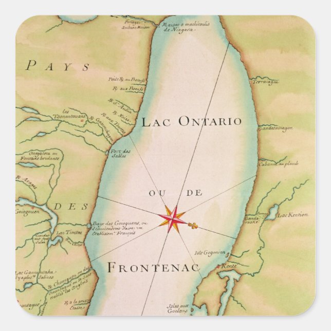 Map of Lake Ontario Square Sticker (Front)