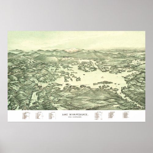 Map of Lake Winnipesaukee from 1903 Poster