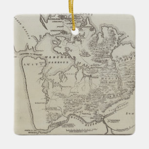 Map of land between Auckland & Waikato River Ceramic Ornament