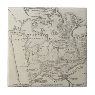 Map of land between Auckland & Waikato River Ceramic Tile