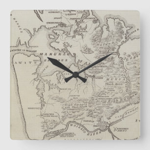 Map of land between Auckland & Waikato River Square Wall Clock