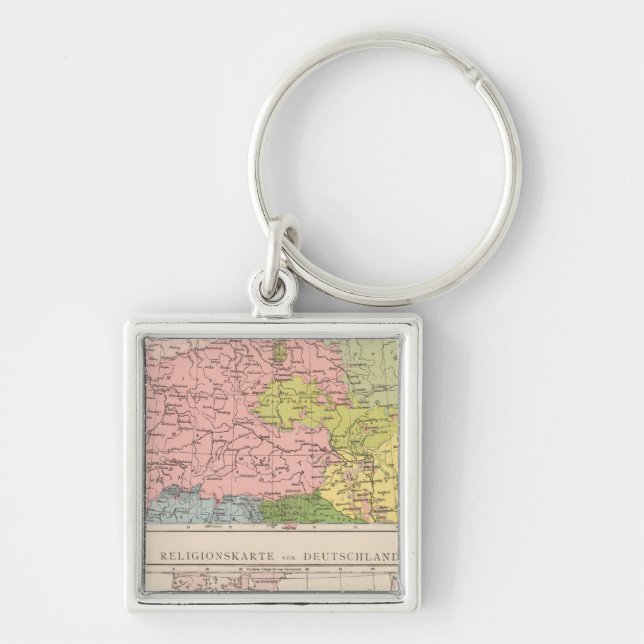 Map of Languages and Religions in Germany Keychain (Front)