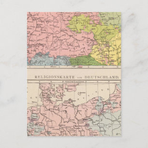 Map of Languages and Religions in Germany Postcard