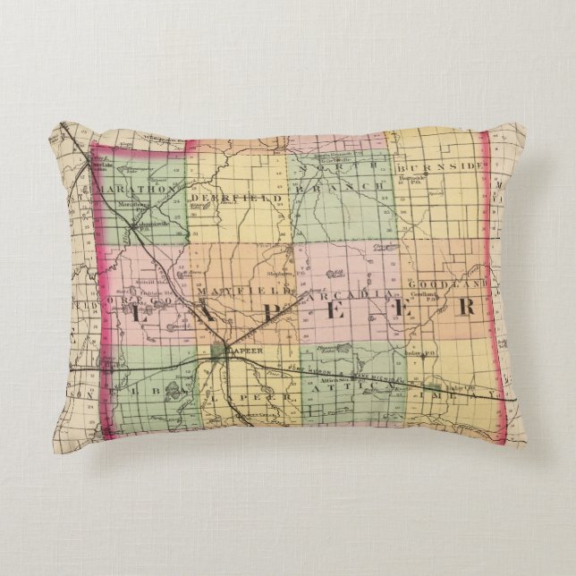 Map of Lapeer County, Michigan Accent Pillow (Front)