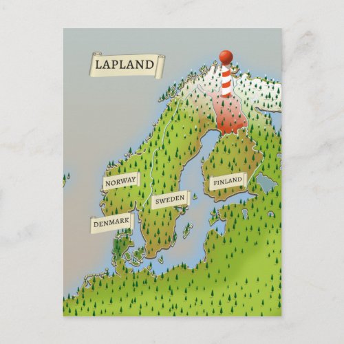 Map Of Lapland Postcard