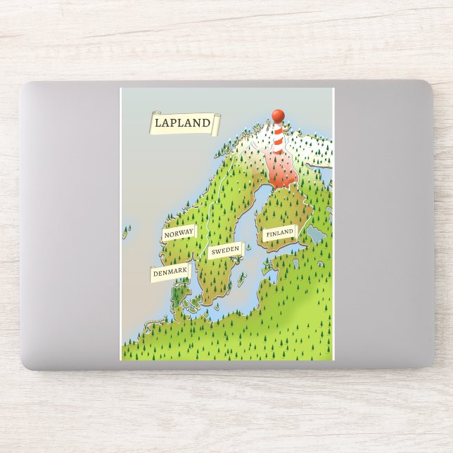Map Of Lapland Sticker (Computer)