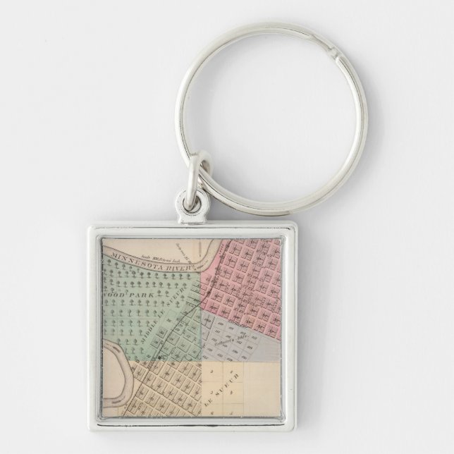 Map of Le Sueur, Map of Cleveland, Minnesota Keychain (Front)