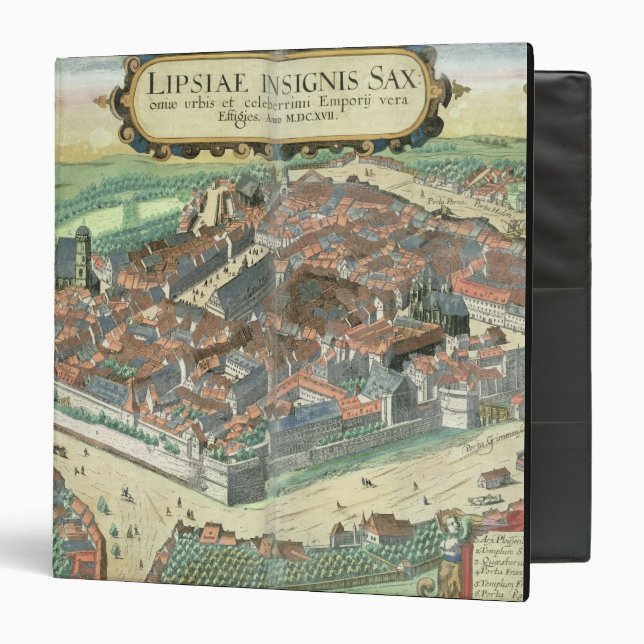 Map of Leipzig, from 'Civitates Orbis Terrarum' by Binder (Front/Inside)