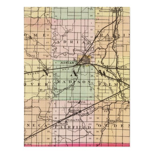 Map of Lenawee County, Michigan Postcard | Zazzle.com