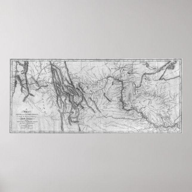 Map of Lewis and Clark's Track[1814] Poster (Front)