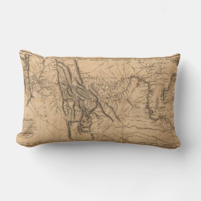 Map of Lewis & Clark's Across Western America 1814 Lumbar Pillow (Front)
