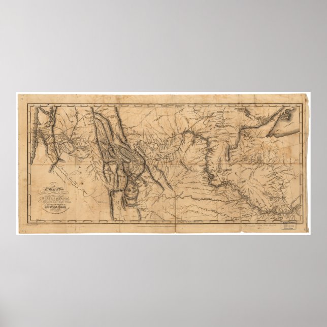 Map of Lewis & Clark's Across Western America 1814 Poster (Front)