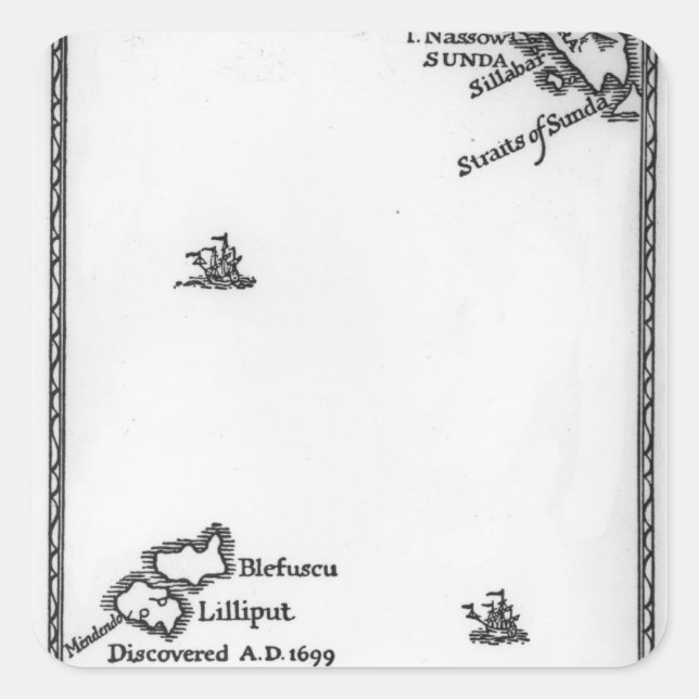 Map of Lilliput and Blefuscu Square Sticker (Front)