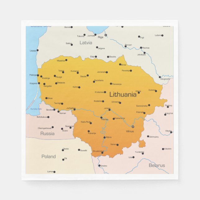 Map Of Lithuania Napkins (Front)