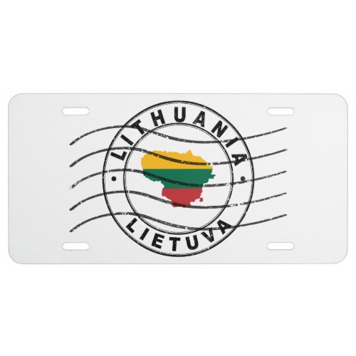 Map of Lithuania Postal Passport Stamp License Plate