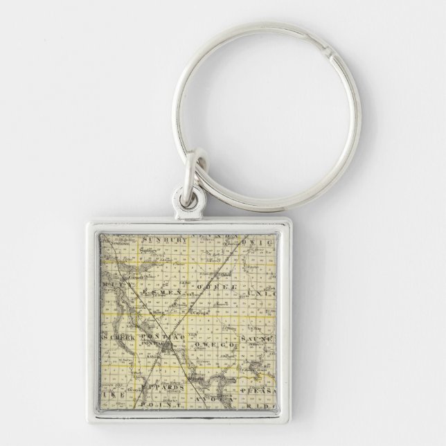 Map of Livingston County and Pontiac Keychain (Front)