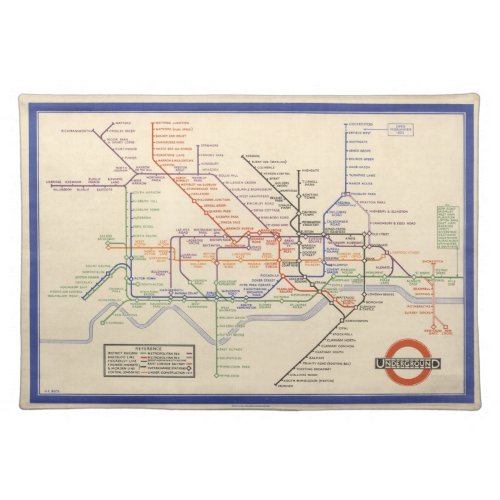 Map of Londons Underground Railways Cloth Placemat