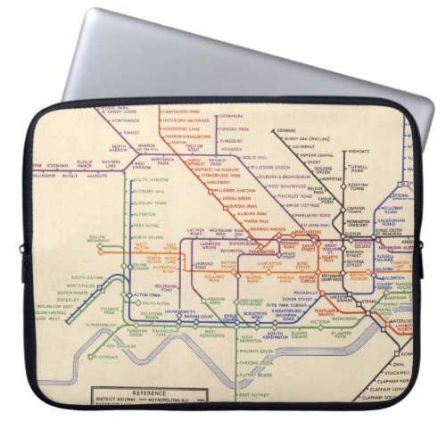 Map of Londons Underground Railways Laptop Sleeve