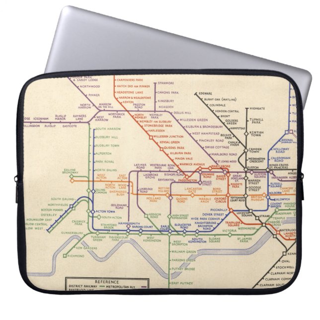 Map of London's Underground Railways Laptop Sleeve (Front)