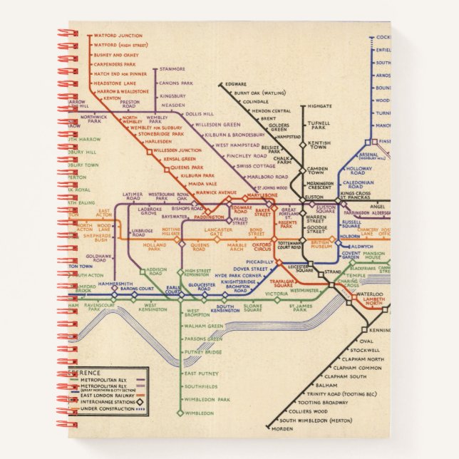 Map of London's Underground Railways Notebook (Front)