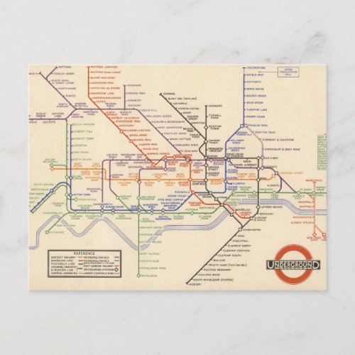 Map of Londons Underground Railways Postcard