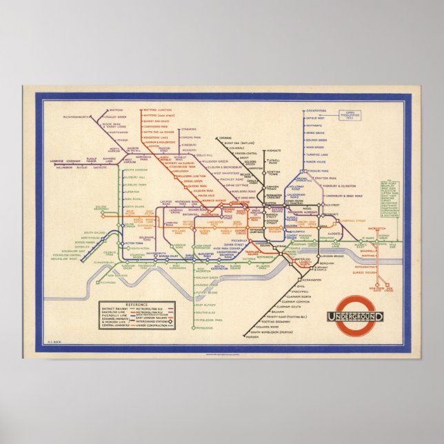 Map of London's Underground Railways Poster (Front)