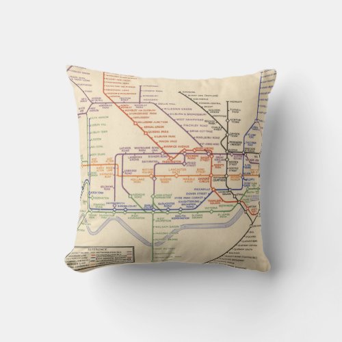 Map of Londons Underground Railways Throw Pillow