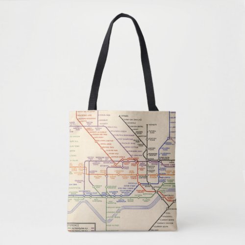 Map of Londons Underground Railways Tote Bag