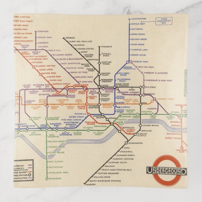 Map of London's Underground Railways Trinket Tray (Front)