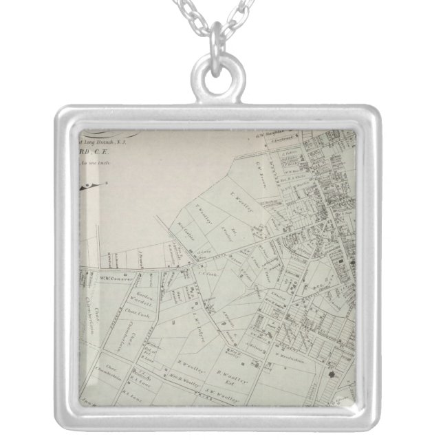 Map of Long Branch, NJ Silver Plated Necklace (Front)