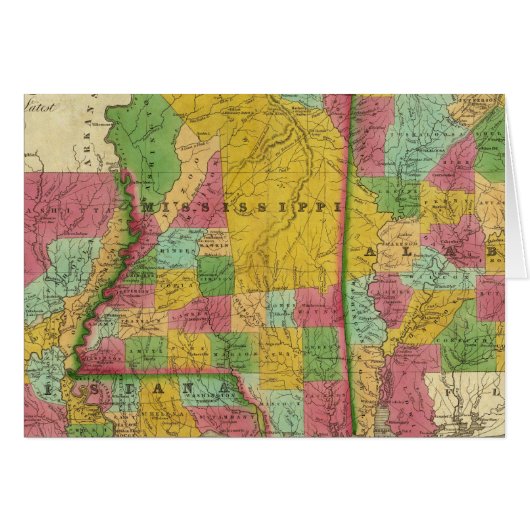 Map of Louisiana, Mississippi and Alabama (Front Horizontal)